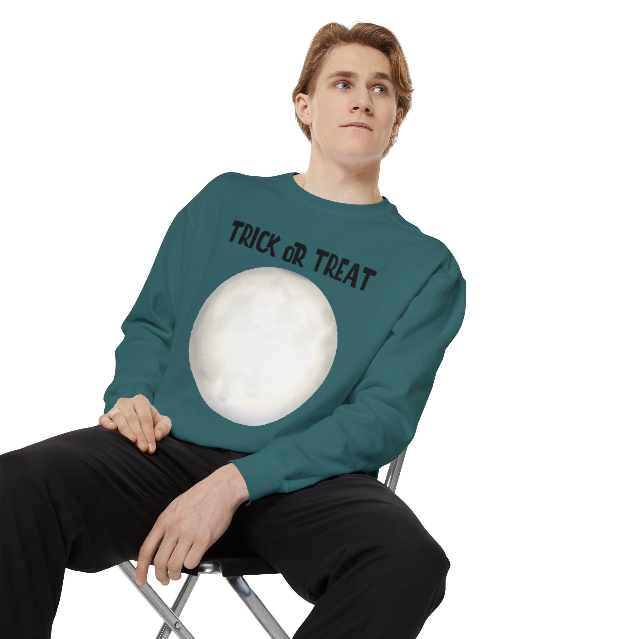 Trick or Treat Moon | Unisex Garment-Dyed Sweatshirt